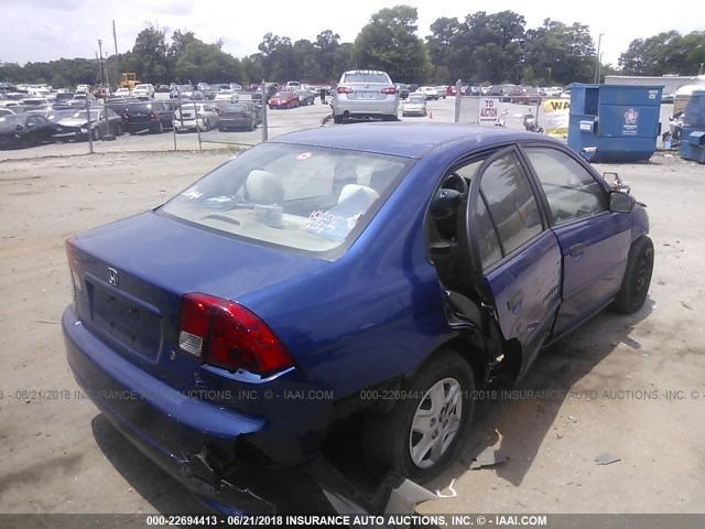 1HGES163X5L023767 - 2005 HONDA CIVIC DX VP BLUE photo 4