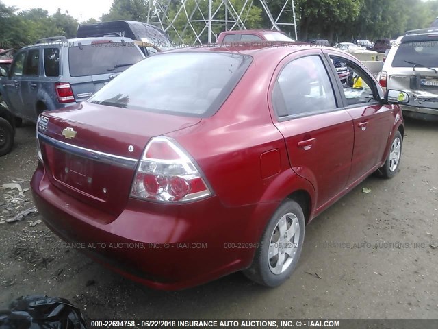 KL1TD56E79B355614 - 2009 CHEVROLET AVEO LS/LT RED photo 4