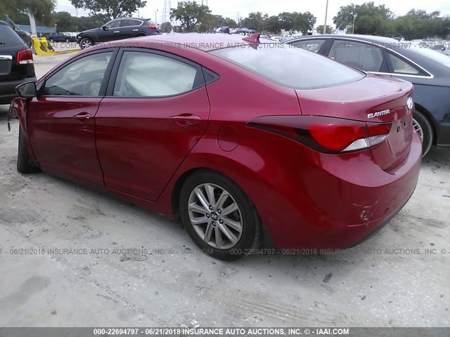 KMHDH4AE4EU174273 - 2014 HYUNDAI ELANTRA SE/SPORT/LIMITED RED photo 3