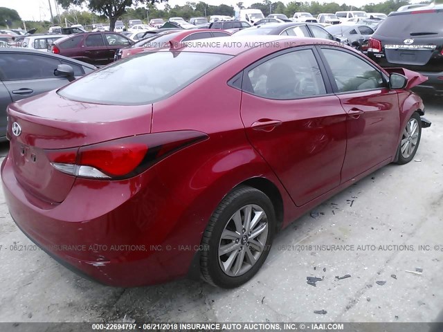 KMHDH4AE4EU174273 - 2014 HYUNDAI ELANTRA SE/SPORT/LIMITED RED photo 4