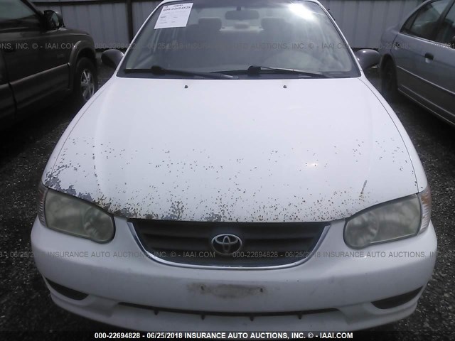 1NXBR12E01Z522288 - 2001 TOYOTA COROLLA CE/LE/S WHITE photo 6