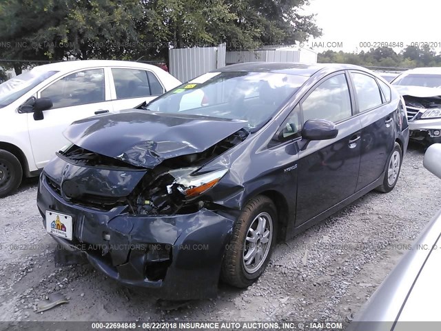 JTDKN3DU4A0126727 - 2010 TOYOTA PRIUS GRAY photo 2