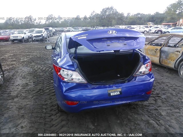 KMHCT4AE4EU666781 - 2014 HYUNDAI ACCENT GLS/GS BLUE photo 6