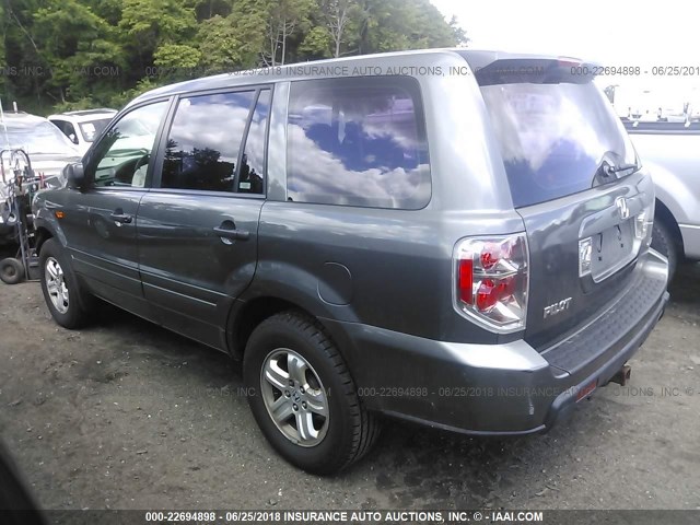 2HKYF18117H535923 - 2007 HONDA PILOT LX GRAY photo 3