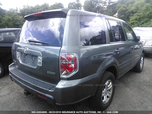 2HKYF18117H535923 - 2007 HONDA PILOT LX GRAY photo 4