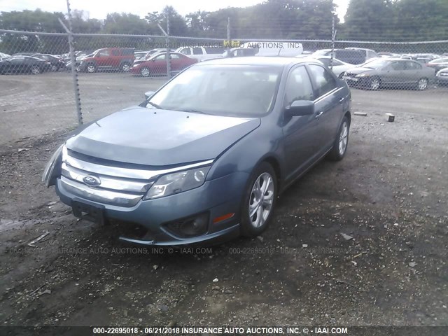 3FAHP0HA7CR206972 - 2012 FORD FUSION SE BLUE photo 2