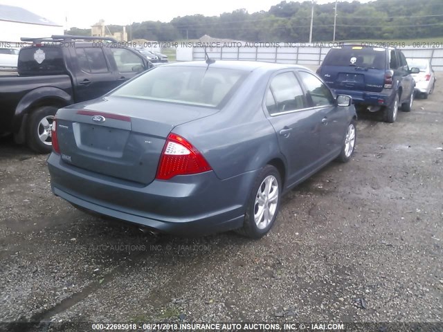 3FAHP0HA7CR206972 - 2012 FORD FUSION SE BLUE photo 4