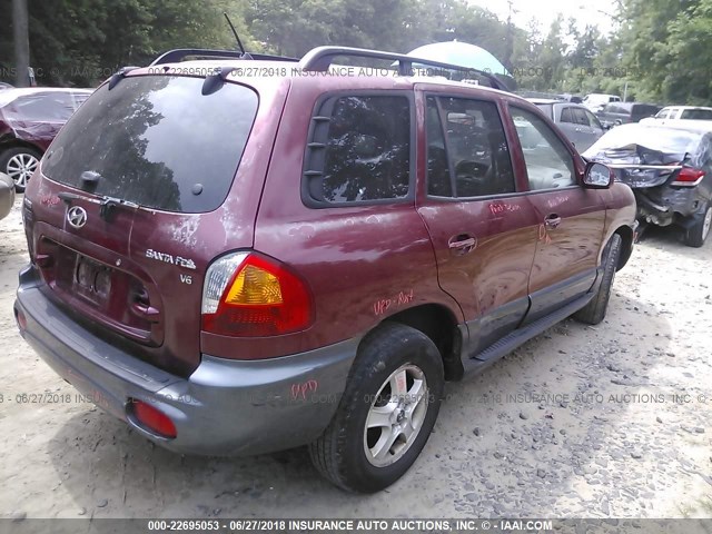 KM8SC13D04U779625 - 2004 HYUNDAI SANTA FE GLS/LX MAROON photo 4