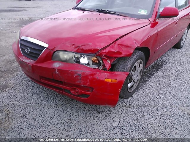 KMHDN46D94U818812 - 2004 HYUNDAI ELANTRA GLS/GT RED photo 6