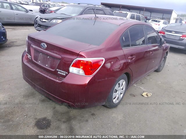 JF1GJAA67CH026093 - 2012 SUBARU IMPREZA MAROON photo 4