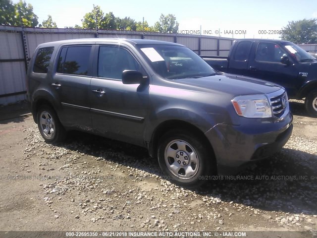 5FNYF3H27EB022630 - 2014 HONDA PILOT LX GRAY photo 1