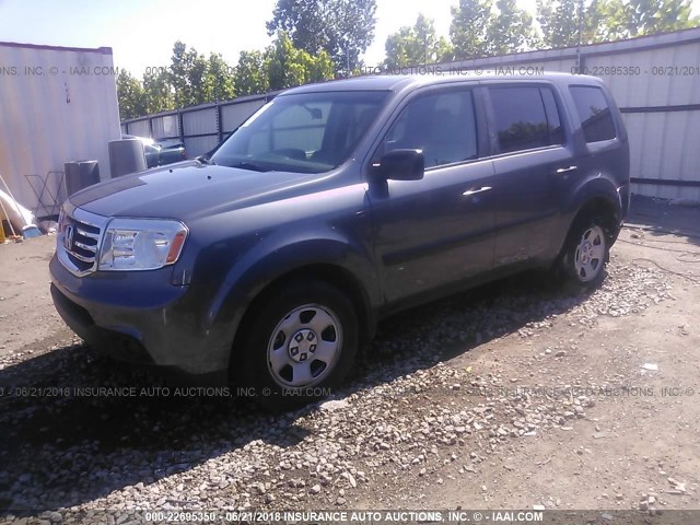 5FNYF3H27EB022630 - 2014 HONDA PILOT LX GRAY photo 2