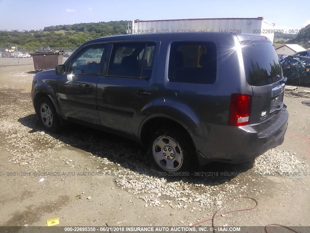 5FNYF3H27EB022630 - 2014 HONDA PILOT LX GRAY photo 3