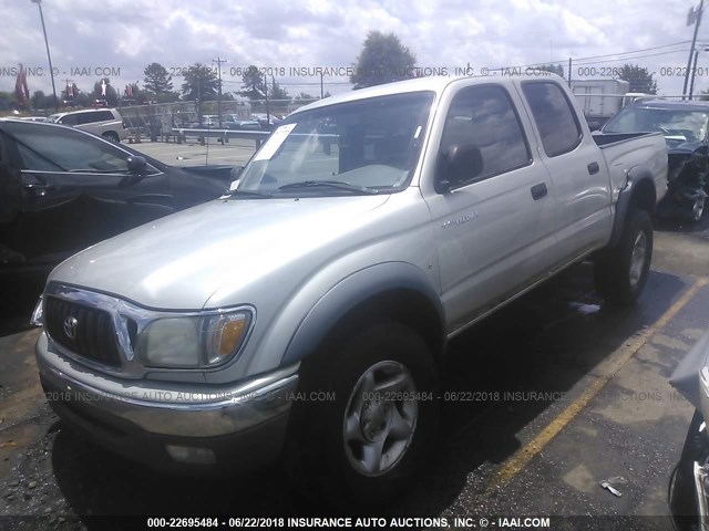 5TEHN72NX1Z743708 - 2001 TOYOTA TACOMA DOUBLE CAB ვერცხლისფერი ფოტო 2