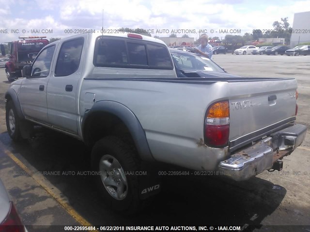 5TEHN72NX1Z743708 - 2001 TOYOTA TACOMA DOUBLE CAB ვერცხლისფერი ფოტო 3