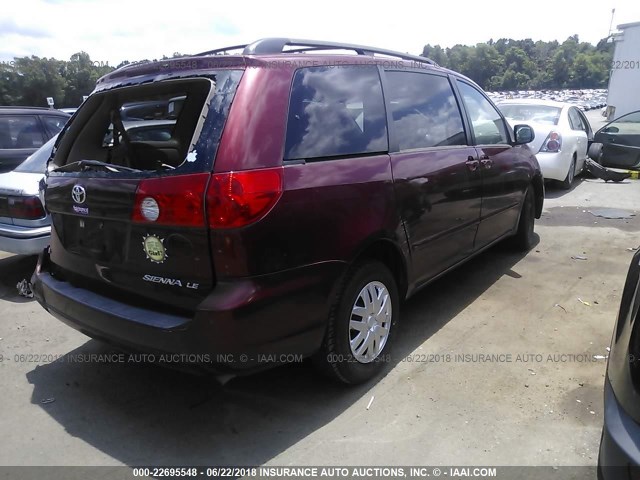 5TDZA23C06S406985 - 2006 TOYOTA SIENNA CE/LE RED photo 4