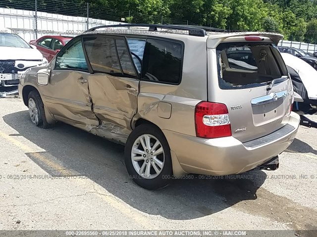 JTEEW21A660025724 - 2006 TOYOTA HIGHLANDER HYBRID GOLD photo 3