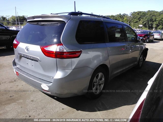 5TDKK3DC6FS551242 - 2015 TOYOTA SIENNA LE SILVER photo 4