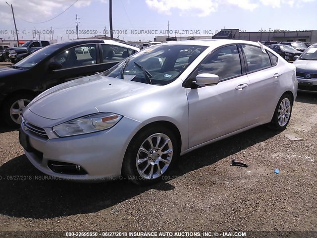 1C3CDFCH0DD184199 - 2013 DODGE DART LIMITED/R/T SILVER photo 2