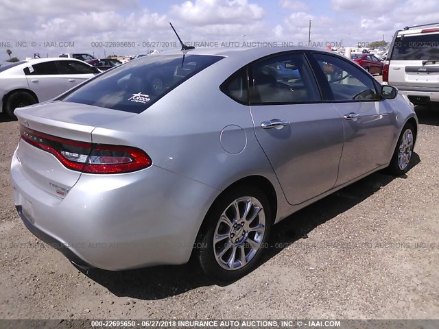 1C3CDFCH0DD184199 - 2013 DODGE DART LIMITED/R/T SILVER photo 4