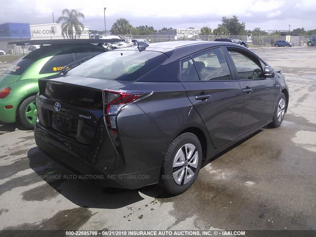 JTDKBRFU7J3588626 - 2018 TOYOTA PRIUS GRAY photo 4