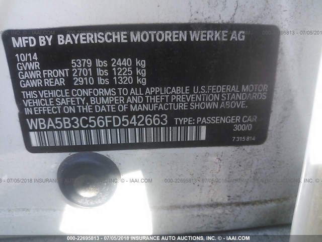 WBA5B3C56FD542663 - 2015 BMW 535 XI WHITE photo 9