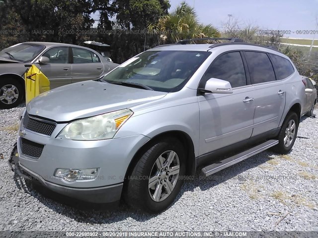 1GNKRGED1BJ374267 - 2011 CHEVROLET TRAVERSE LT SILVER photo 2