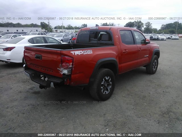 3TMCZ5AN0HM044440 - 2017 TOYOTA TACOMA DBL CAB/SR/TRDSPT/OR/PRO Қызғылт сары фото 4