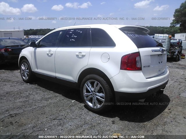 2FMDK3KC9BBB34121 - 2011 FORD EDGE LIMITED WHITE photo 3