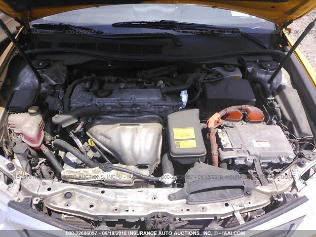 4T1BD1FKXCU022172 - 2012 TOYOTA CAMRY HYBRID/LE/XLE 黄色 照片 10