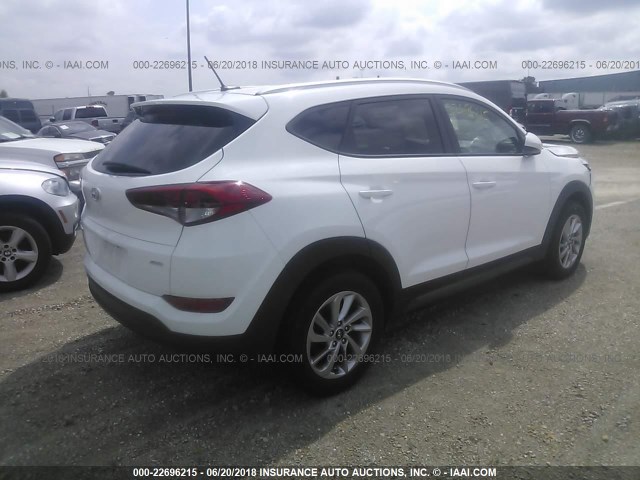 KM8J3CA44GU211344 - 2016 HYUNDAI TUCSON LIMITED/SPORT AND ECO/SE WHITE photo 4