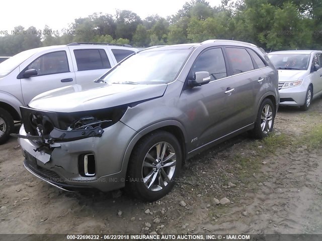 5XYKWDA70EG437265 - 2014 KIA SORENTO SX/SX LIMITED GRAY photo 2