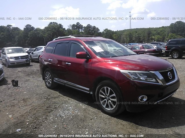5N1AR2MN9DC601502 - 2013 NISSAN PATHFINDER S/SV/SL/PLATINUM 红色 照片 1