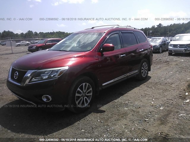 5N1AR2MN9DC601502 - 2013 NISSAN PATHFINDER S/SV/SL/PLATINUM 红色 照片 2