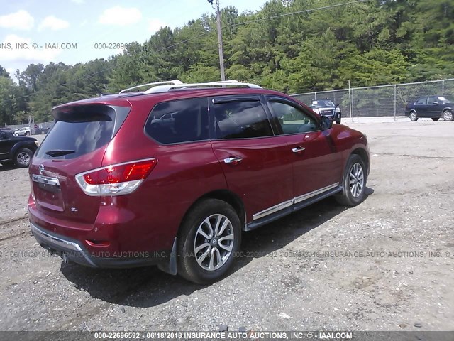 5N1AR2MN9DC601502 - 2013 NISSAN PATHFINDER S/SV/SL/PLATINUM 红色 照片 4