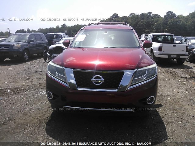 5N1AR2MN9DC601502 - 2013 NISSAN PATHFINDER S/SV/SL/PLATINUM RED photo 6