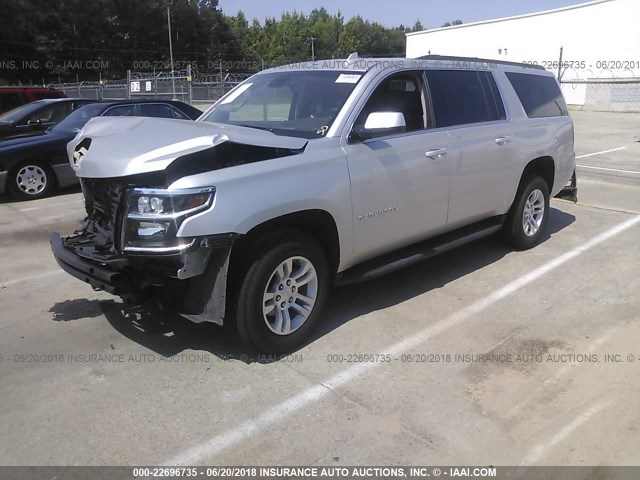 1GNSKHKCXJR143308 - 2018 CHEVROLET SUBURBAN K1500 LT SILVER photo 2