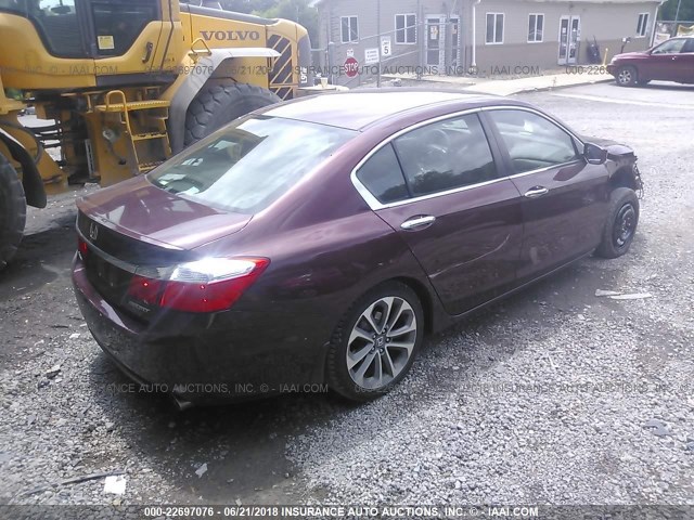 1HGCR2F5XDA270775 - 2013 HONDA ACCORD SPORT BURGUNDY photo 4