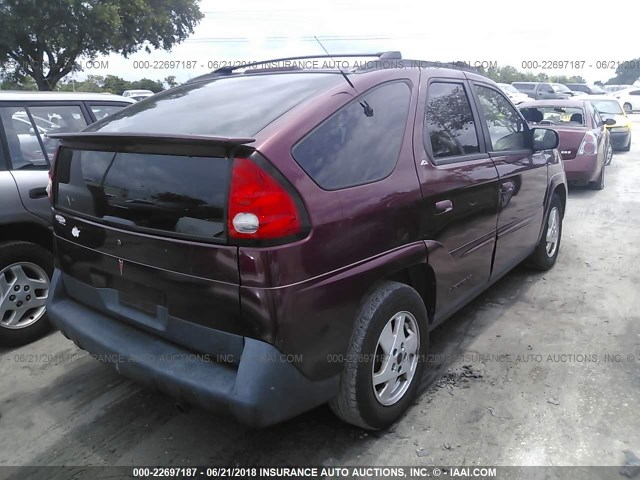 3G7DA03E12S567124 - 2002 PONTIAC AZTEK MAROON photo 4