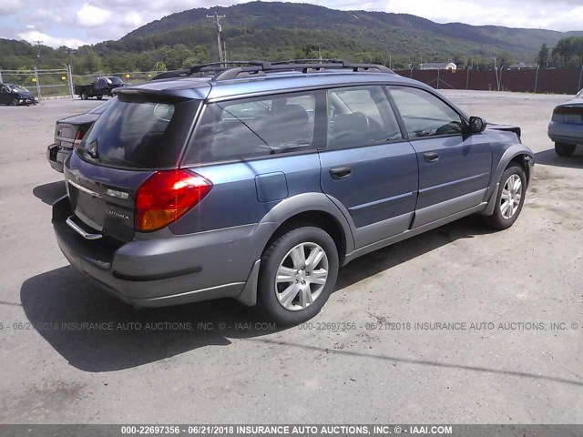 4S4BP61C757356911 - 2005 SUBARU LEGACY OUTBACK 2.5I BLUE photo 4