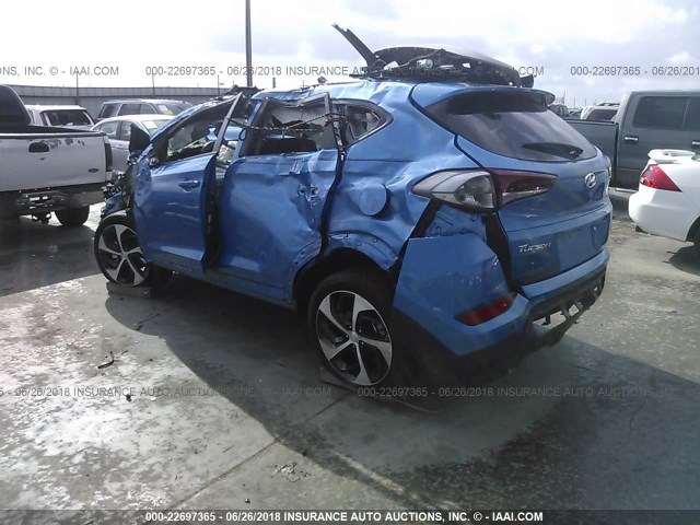 KM8J33A22HU559434 - 2017 HYUNDAI TUCSON LIMITED/SPORT AND ECO/SE BLUE photo 3