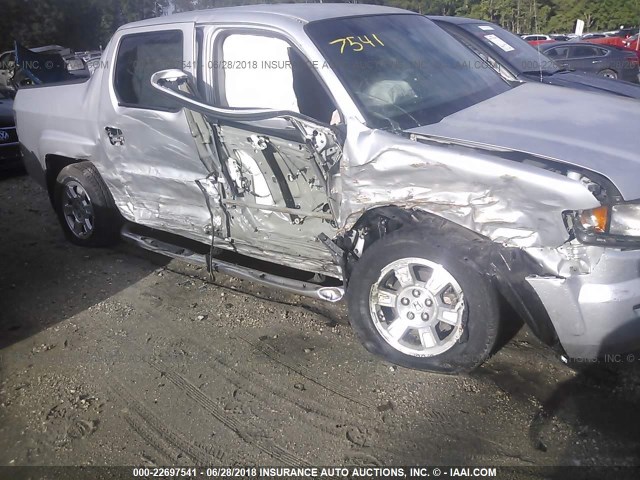 2HJYK16408H521557 - 2008 HONDA RIDGELINE RTS SILVER photo 6