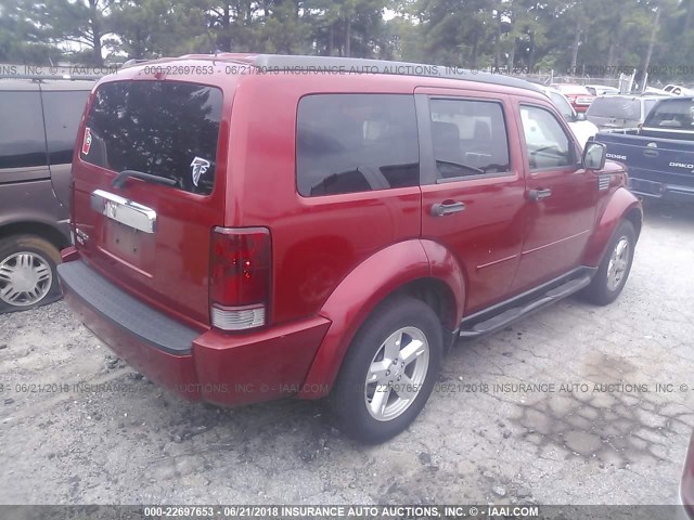 1D8GT58K57W719181 - 2007 DODGE NITRO SLT BURGUNDY photo 4