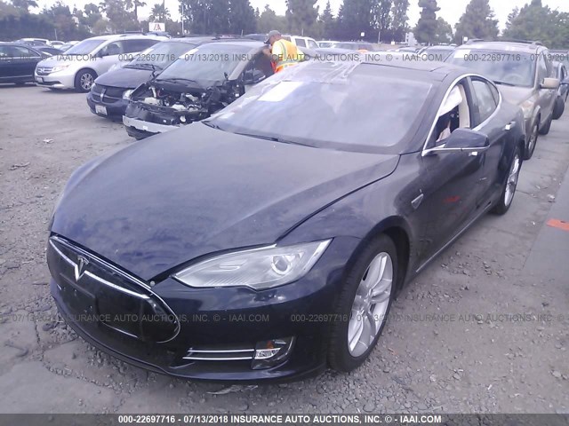 5YJSA1H15EFP44873 - 2014 TESLA MODEL S BLUE photo 2