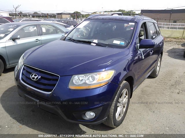 5NMSKDAG4AH376482 - 2010 HYUNDAI SANTA FE LIMITED BLUE photo 2