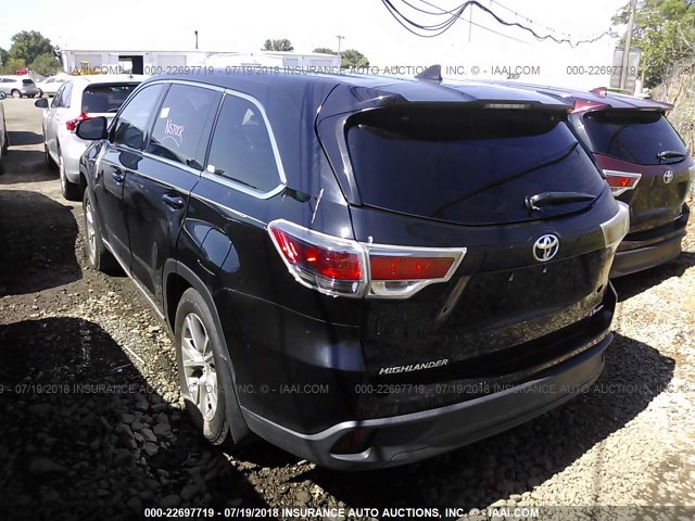 5TDBKRFH3FS087189 - 2015 TOYOTA HIGHLANDER LE/LE PLUS BLACK photo 3