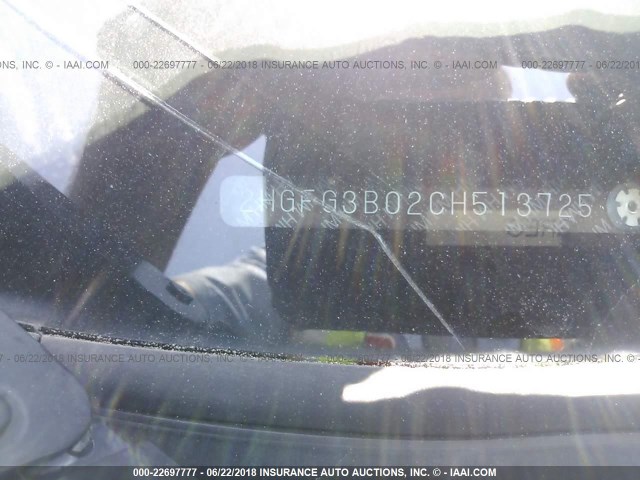 2HGFG3B02CH513725 - 2012 HONDA CIVIC EXL BLACK photo 9