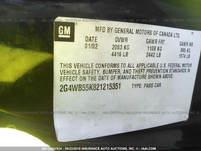 2G4WB55K821215351 - 2002 BUICK REGAL LS 黑色 照片 9