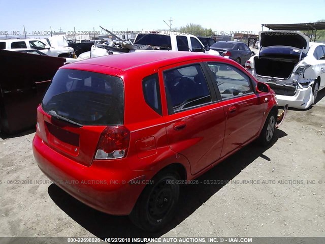 KL1TD66628B006874 - 2008 CHEVROLET AVEO LS RED photo 4
