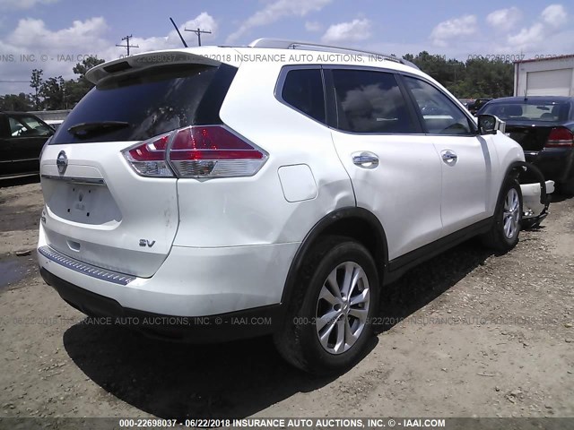 KNMAT2MT7GP593563 - 2016 NISSAN ROGUE S/SL/SV WHITE photo 4